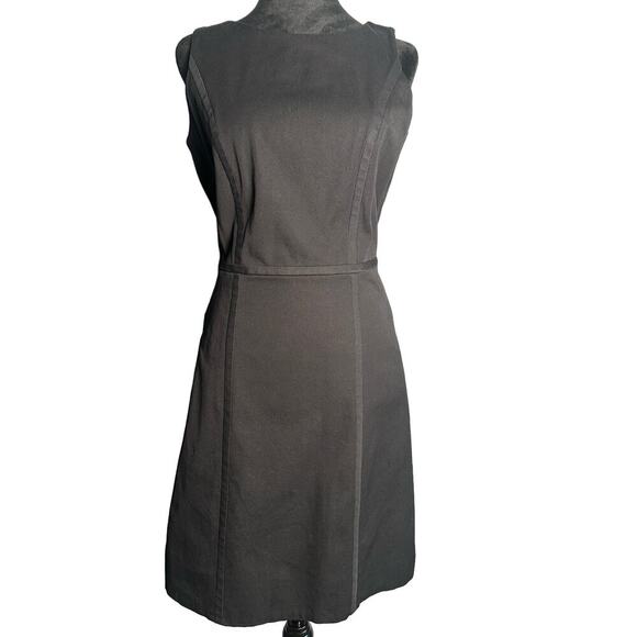 Tommy Hilfiger Sz 4 Sleeveless Little Black Dress Stretchy Gold Zip LBD cocktail - Picture 1 of 9